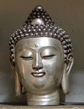 Free shipping Collectible Decorated Old Handwork Tibet Silver Carved Buddha Head Statue fast shipping 2024 - buy cheap