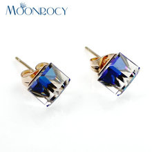 MOONROCY Fashion Jewelry Wholesale Free Shipping Rose Gold Color Blue Purple Green ColourCrystal Earring for Women Girls Gift 2024 - buy cheap