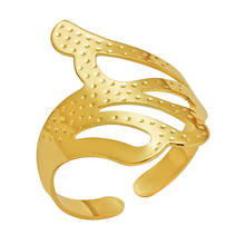 Новинка 2019, модное открытое Золотое геометрическое кольцо с отверстиями для женщин, кольца на палец в стиле панк из сплава, простые ювелирные изделия в стиле бохо 2024 - купить недорого