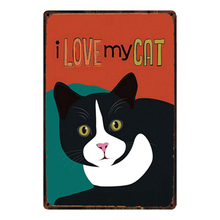 [Kelly66] котов футболки с надписью «I Love My Cat металлический знак олова плакат домашний Декор Бар настенная живопись 20*30 см Размеры y-2055 2024 - купить недорого
