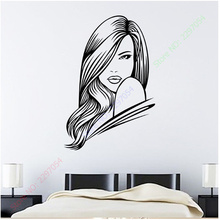 Hot Sale Vinyl Decor Salon Wall Sticker Girls Hair Transfer Beauty Graphic Art Decal Wall Stickers Home Decor 57X84CM 2024 - buy cheap