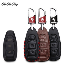 KUKAKEY Leather Car Key Case Key Bag For Ford Focus Ecoboost Fiesta Ecosport Mondeo Remote  Car Key Cover Styling Accessories 2024 - buy cheap