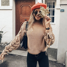 BKLD Round Neck Knit Pullovers 2018 Winter Fashion Lace Up Sweater Casual Bow Tops Cute Long Sleeve Women Sweaters And Pullovers 2024 - buy cheap