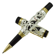 Jinhao Dragon Phoenix vintage y lujoso Rollerball Pen, talla de metal repujado pluma pesada, Plata buena y negro para la Oficina 2024 - compra barato