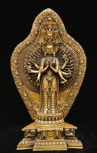 Bronce tibetano 1000 brazos 11 cabeza Avalokiteshvara de diosa estatua de Boddhisattva 2024 - compra barato