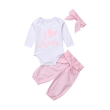 Conjunto de ropa de princesa para niña pequeña, Pelele de manga larga de algodón, Tops blancos, pantalones Rosas y diadema 2024 - compra barato