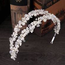 Rhinestones Pearl Tiaras Crowns Hair Jewelry Wedding Bride Headpiece Accessories Handmade Women Crystal Hairbands FD489 2024 - buy cheap