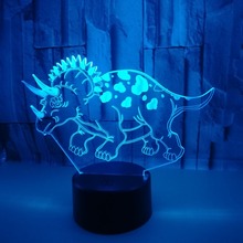 Luminária de mesa em acrílico com led e dinossauro 3d, lâmpada 3d de mesa criativa com toque 3d para decoração de quarto de criança, luz noturna 2024 - compre barato