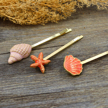 H119 Free shipping Sweet Conch Sea Star Shell Barrettes Hair Clip hair accessory wholesale HY 2024 - buy cheap