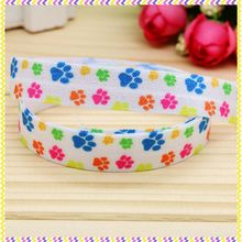 5/8'' Free shipping Fold Elastic FOE dog paw printed headband headwear hairband diy decoration wholesale OEM P4656 2024 - buy cheap