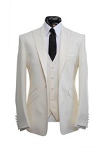 2019 Latest Coat Pant Designs Cream White Groom Tuxedos 3 Piece Slim Fit Wedding Prom Party Suits Groomsman Best Man Suit Terno 2024 - buy cheap