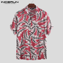 INCERUN Tropical Hawaiian Shirt Men Printing Short Sleeve Loose Streetwear Beach Vacation Casual Shirts Men Blouse Camisa 2020 2024 - buy cheap