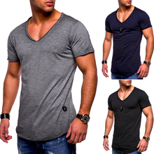 2021 New Tops Tees Summer Cotton V Neck Short Sleeve T Shirt Men Fashion Trends Fitness Tshirt Plus Size M-3XL 2024 - buy cheap