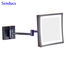 Senducs Black Led Bathroom Mirror 3x Magnifying Mirrors With High Quality Brass Bath Mirror 8 Inch Led Bath Mirrors 2024 - buy cheap