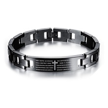 Fate love joias de alta qualidade aço inoxidável 316l, pulseira de metal em inglês, idioma espanhol com oração preta masculina 2024 - compre barato