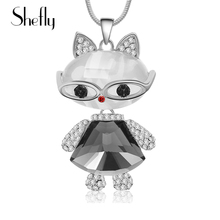 Women Big Crystal Cat Necklaces & Pendants Gold  Color Cute Animal Necklace Long Fashion Jewelry Gifts Dropshipping 2024 - buy cheap