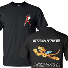 2019 Новые 100% хлопковые футболки для мужчин Летающие тигры в китайском стиле ВВС американский летчик-истребитель с черной футболкой и S-3XL Повседневная футболка 2024 - купить недорого