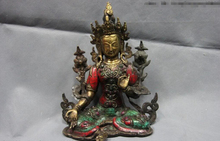 Canção voge gem s0635 tibet cobre dourado embutir turquesa rubi beryl verde tara padma kwan-yin guan yin 2024 - compre barato