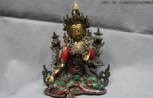 song voge gem S0635 Tibet Copper Gilt inlay turquoise Ruby beryl Green TaRa padma Kwan-Yin Guan Yin 2024 - buy cheap