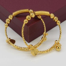 TWO PIECES Baby Bangles Gold Color Ethiopian Kids Exquisite Bracelet/Bangle Trendy African Arab Jewelry 2024 - buy cheap