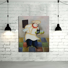 New Handpainted Free shipping Oil Paintings on Canvas Art Pictures High Quality Lovely Fat Cook Wall Stickers for Home Decor 2024 - buy cheap