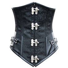 2017 Gothic Waist Cincher Corselets Corsets, Noble Black Satin Underbust Corset with Chains Steampunk Corsets XXL 2024 - buy cheap