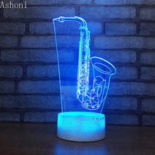 Саксофон 3D настольная лампа сенсорный Usb светодиодный ночник домашний декор 7 цветов изменяющийся Настольный светильник для детей рождественские подарки 2024 - купить недорого
