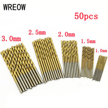 50Pcs Titanium Coated Drill Bits HSS High Speed Steel Drill Bits Set Tool High Quality Power Woodworking Tools 1/1.5/2/2.5/3mm 2024 - buy cheap