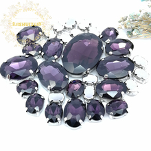 5 SIZES 30PCS Free shipping! Deep Purple oval shape Glass Crystal sew on rhinestones with calw Diy wedding decoration 2024 - buy cheap