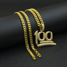 Hip hop aaa cz zircon pavimentado bling gelo para fora 100 pontos pingentes colar para homem rapper jóias com 30 polegada ouro corrente cubana 2024 - compre barato