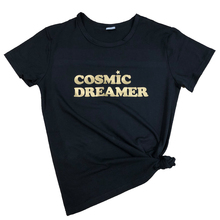 Cosmic Dreamer-Camiseta de algodón de alta calidad con eslogan, Camisetas estampadas Vintage Grunge con letras doradas 2024 - compra barato