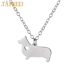 TAFREE cute corgi puppy dog choker necklace fashion stainless steel Germany Dachshund sausagedog pendant men women jewelry SKU09 2024 - buy cheap