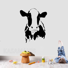Adesivo de parede com cabeça de vaca, adesivo de animal de fazenda para decoração caseira, geladeira, fazenda, sala de estar, pastoral 2024 - compre barato