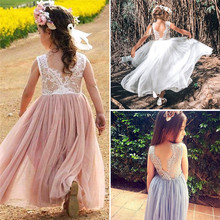 Girls summer dresses Kids Lace Backless Fluffy Cake Smash Dress Kids long Dresses For Girls Birthday Princess Wedding Costume 2024 - buy cheap