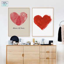 Splspl aquarela coração vermelho lona arte impressão cartaz da parede fotos para decoração de casa sem moldura quarto sala de desenho ornamentos 2024 - compre barato