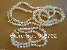 free P&P >>>>>Fashion 7-8mm White Freshwater Pearl Necklace Bracelet Earring 2024 - buy cheap