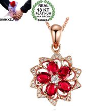 OMHXZJ-collar de oro rosa de circonita de rubí con flor, colgante para mujer, regalo de boda, moda europea, 18kt, CA185 2024 - compra barato