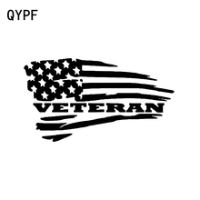 QYPF 16CM*8.9CM American Flag Veteran Fashion Vinyl Car Sticker Decals Black/Silver Graphical Accessories C15-0448 2024 - buy cheap