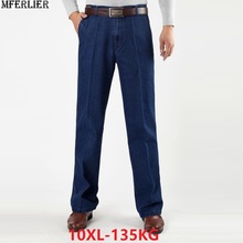 large size big men jeans 8XL 9XL 10XL Trousers work pants casual dark blue Elasticity straight jeans autumn Stretch cotton loose 2024 - buy cheap