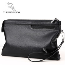 YUESKANGAROO Brand Leather Envelope Men Clutch Bag For Phone High Capacity purse Male Clutch Wristbands Zipper Mens Long Wallet 2024 - buy cheap