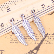 162pcs Charms For Jewelry Making double sided feather 27x7mm Antique Silver Plated Pendants DIY Tibetan Silver Bracelet Necklace 2024 - buy cheap
