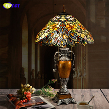 FUMAT European Style Pastoral Table Lamps Vintage Creative Art Stained Glass Stand Lights Tiffany Floral Shade Table Lights 2024 - buy cheap