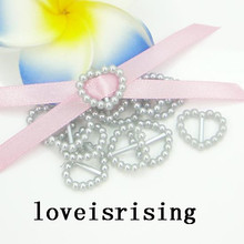 12 Colors-- 250pcs Silver Heart Shape Wedding Favour Favor Box Decor Pearl Buckle For wedding invitation card Ribbon Slider 2024 - buy cheap