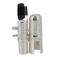Yibuy  #7 95*15mm Silver Nickel-plated Sax Mouthpiece with Cap Ligature for E-flat Alto Saxophone 2024 - buy cheap