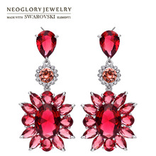 Neoglory Austria Rhinestone & Zircon Dangle Earrings Exquisite Flower Style Allory Alloy Plated For Lady Brand Sale 2024 - buy cheap