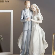 Estatua de pareja de personajes, escultura de cerámica, adornos, regalos de boda, decoraciones para el hogar de estilo europeo, regalo 2024 - compra barato