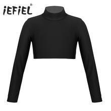 iEFiEL Girls Fashionable Dancewear Polo Neck Crop Top for Dancing Stage Performance Ballet Gymnastics Leotard Tops for Kids 2024 - buy cheap