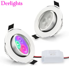 1PCS LED Ceiling Light RGB Red Blue Green White Warm Recessed Down Lamp 85-265V Spot Lighting For Bedroom Living Room Fixture 2024 - buy cheap