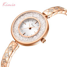 Женские наручные часы KIMIO, роскошные Брендовые Часы с ромбовидным циферблатом и браслетом из нержавеющей стали цвета розового золота 2024 - купить недорого