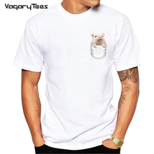 Camiseta com bolso estampa de porco em meu bolso, camiseta masculina hipster customizada de bolso, camiseta masculina de verão, manga curta, camisetas básicas, 2019 2024 - compre barato
